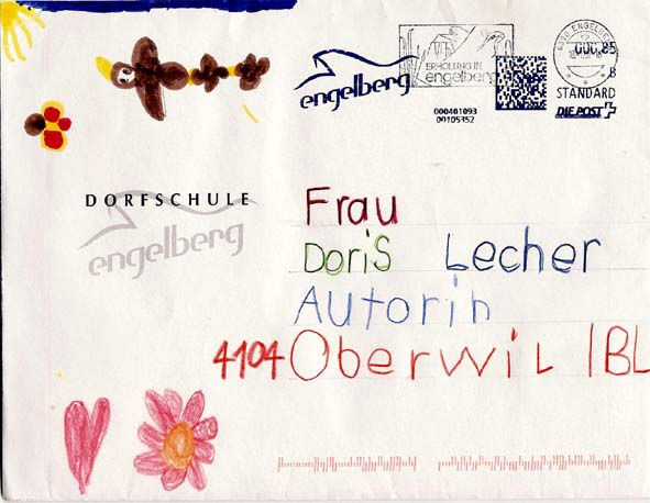 Briefumschlag von Schulklasse an Doris Lecher