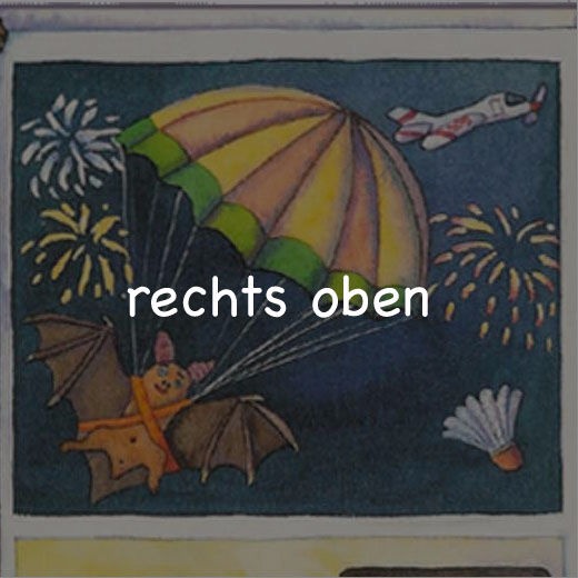 Suchbild mit Fledermaus am Fallschirm und mehr